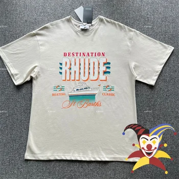 Rhude HEDEF Logo T Shirt Erkek Kadın Büyük Boy Tee kısa kollu tişört