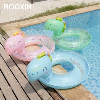ROOXİN Dinozor Su Koltuk Bebek yüzme simidi şişme oyuncaklar Şamandıra Çocuklar İçin Yüzme Daire Havuzu Küvet Su Oyun Ekipmanları