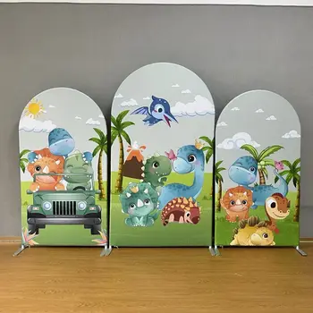Safari tema kemer kapağı 3 takım çift taraflı baskı arka planında çocuklar için doğum günü partisi arka plan dekorasyon