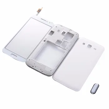 Samsung G7102 G7106 Konut Orta çerçeve Pil arka kapak + dokunmatik ekran digitizer + Ana Düğme Dönüş Anahtarı Tuş Takımı