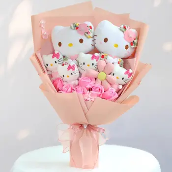 Sanrio Hello Kitty peluş oyuncak Kawaii Odası Dekor Peluş Buket Yumuşak Dolması Bebekler sevgililer Günü Mezuniyet doğum günü hediyesi