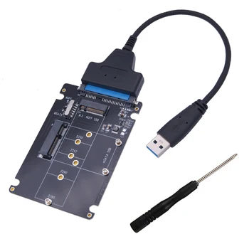 SSD Adaptörü M. 2 NGFF veya MSATA SATA 3.0 Adaptörü USB 3.0 ila 2.5 SATA sabit disk 2 in 1 Dönüştürücü Okuyucu Kartı Kablosu PC Laptop için