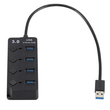 Taşınabilir USB 3.0 HUB Splitter 4 Port ile On / Off Anahtarları Yüksek Hızlı 5Gbps Çoklu USB Bağlantı Noktası Genişletici Adaptörü pc bilgisayar