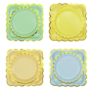 Tek kullanımlık Yemek tabakları Doğum Günü Partisi Parti Acıbadem Kurabiyesi Renk Doğum Günü Partisi Kağıt yemek tabakları Tatlı Damgalama Kağıt Tabaklar