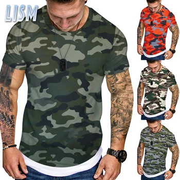 TUTUMLARIN 3D Kamuflaj T-Shirt Erkekler Açık Moda Giyim Rahat O Boyun Kısa Kollu Yaz Streetwear Erkekler Spor Askeri T Shirt