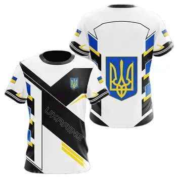 UKRAYNA erkek tişört Yaz Kısa Kollu Ukrayna Ulusal Amblem Bayrak Baskı Moda Yuvarlak Boyun Kazak Gömlek erkek Giyim