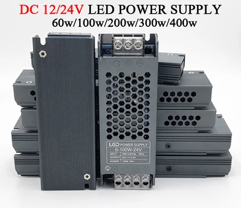 Ultra İnce LED Güç Kaynağı DC 12V 24V Aydınlatma Transformers 60W 100W 200W 300W 400W AC190-240V Dönüştürücü Sürücü Şeritler için