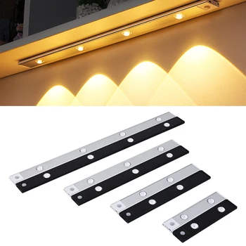 Ultra İnce LED hareket sensörü kablosuz gece lambası USB LED şarap soğutucu ışık mutfak dolabı yatak odası dolap iç mekan aydınlatması