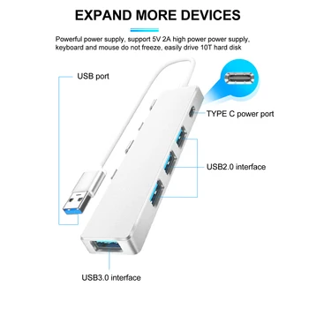 USB Hub yüksek hızlı 1xUSB3.0 bağlantı noktası 3xUSB2. 0 bağlantı noktaları 1xUSB C güç bağlantı noktası USB3. 0 4 bağlantı noktası Hub USB Hub Multiport adaptörü sıcak