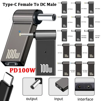 USB Tip-C Dişi DC Erkek Güç Adaptörü PD 100W 5A USB C DC Jack güç kaynağı adaptörü Konektörü Lenovo DELL HP Dizüstü Bilgisayarlar