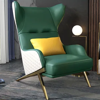 Yatak odası şezlong İskandinav Tasarımcı Deri Açık Sandalyeler Lüks Tek Kanepe Sillas De Comedor Kütüphane Mobilya LQQ40XP