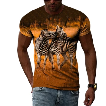 Yaz Moda Rahat erkek tişört Zebra Grafik 3D Baskı Kişilik Eğilim Harajuku Büyük Boy O-Boyun Kısa kollu Üst 6XL
