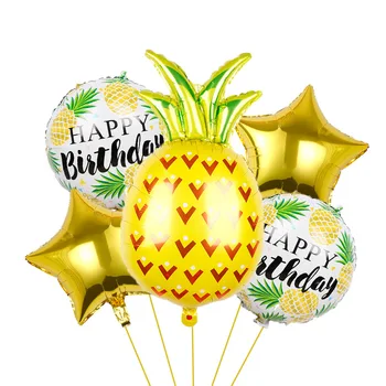 Yaz Serin Meyve Balon Seti Çilek Portakal Karpuz Ananas Hawaiian Parti Dekorasyon Alüminyum Film Balonlar Parti
