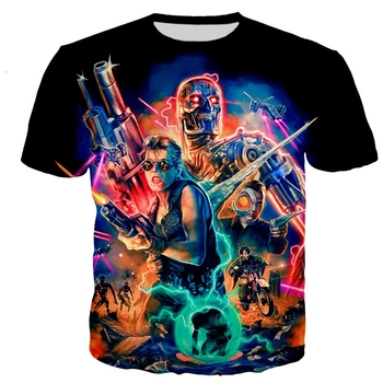 Yaz Terminator T-Shirt Film 3D Baskı Streetwear Erkekler Kadınlar Rahat Moda Büyük Boy T Shirt Harajuku Çocuklar Tees Tops Giyim