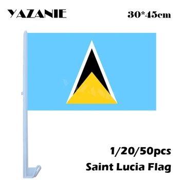 YAZANIE 30 * 45cm 1/20/50 adet Saint Lucia Pencere Araba Bayrakları ve Pankartlar Ulusal Spor Afiş Dünya Ülke Dekoratif Açık Bayraklar