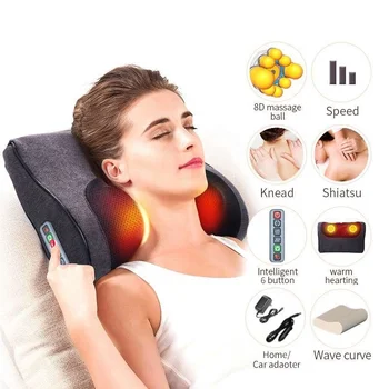 Yeni 6 Düğme Taşınabilir elektrikli ısıtmalı boyun masajı Omuz Bel Sırt terapi ağrısı yoğurma Shiatsu masaj yastığı