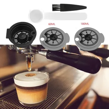 Yeniden kullanılabilir kahve kapsülü Pod Bakla Bardak ve Silikon 60ml / 180ml kapaklı kaşık Fırça Bosch Tassimo Makinesi Mutfak Coffeware Setleri