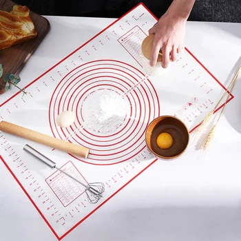 Yeniden kullanılabilir Silikon Pişirme Mat yapışmaz Haddeleme Hamur hamur işi matı Ölçüm ısıya Dayanıklı Pişirme Pedi Mutfak Aksesuarları