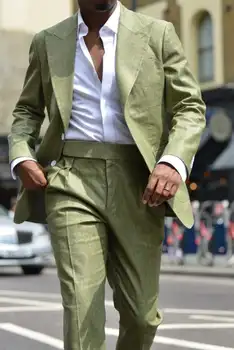 Yeşil Erkek Takım Elbise Doruğa Yaka Gevşek Smokin Blazer Custom Made İş Günlük Sokak Giyim Parti Balo jaqueta masculina