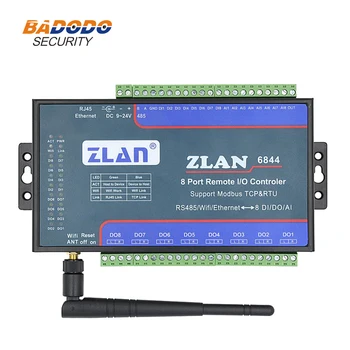 ZLAN6844 8 Kanal Uzaktan I / O Denetleyici RS485 Ethernet WiFi 8 Dijital Giriş Çıkışı Analog Giriş Desteği Modbus TCP RTU