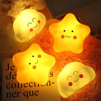 Çocuk yatak odası dekoratif ışık güzel yıldız bulut led gece ışığı yüksek kaliteli yaratıcı aydınlatma hediye Düğme hücre