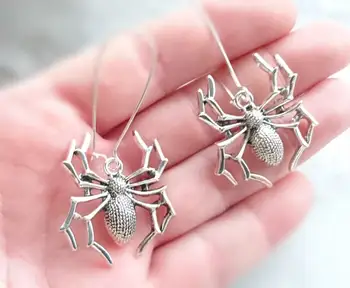Örümcek Dangle Küpe Damla Küpe Örümcek Takı Hayvan Küpe hayvan figürlü mücevherat Gotik Küpe Örümcek Cadılar Bayramı Takı