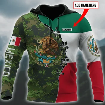 Özel Ad Meksika Bayrağı 3D hoodie Bayrağı Kartal 3D Fermuar Hoodies Kazak Kazak Erkek Kadın Ceket Hoodie Jersey Spor