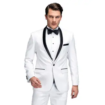 Özel Yapılmış Beyaz Blazer Pantolon erkek Takım Elbise Kıyafet 2 adet Ceket + Pantolon Terno Masculino Rahat Damat Düğün Parti Giyim Giyim